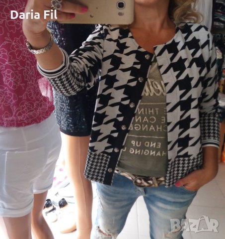 Яке от плътно трико в сив пепит, снимка 2 - Якета - 30288256