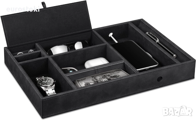 SITHON Настолен органайзер за бижута Valet Tray - 8 отделения, кутия за EDC принадлежности, изкустве, снимка 1