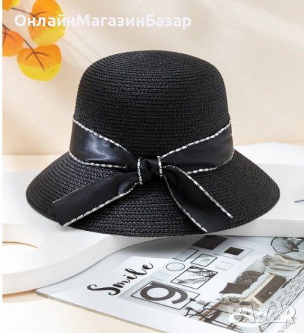 Елегантна и модерна сламена шапка с пандела, снимка 1 - Шапки - 44434818