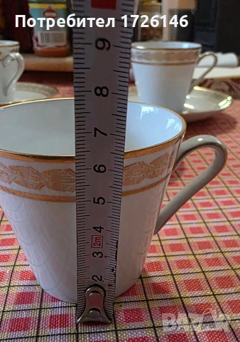 Порцеланов сет за кафе 4 броя с позлата на Eschenbach Bavaria Germany, снимка 9 - Чаши - 54037282