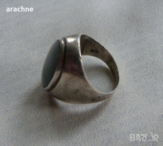 Голям сребърен пръстен с черен турмалин, снимка 3 - Пръстени - 44241660