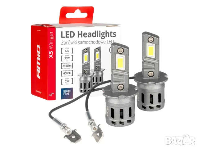LED крушки AMiO X5 Winger H3 6000K 30W 11-18V CANBUS