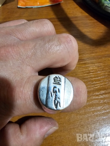 Огромен Стар османски сребърен пръстен с надпис Аллах е моят покровител сребро, снимка 3 - Пръстени - 51165450