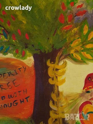 Голяма картина Дървото на Просперитета символизъм маслени бои, снимка 4 - Картини - 42311997