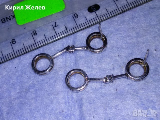 ПРЕКРАСНИ ДЕЗАЙНЕРСКИ СКЪПОЦЕННИ СРЕБЪРНИ ОБЕЦИ СРЕБРО 925 с БЯЛА ПОЗЛАТА и ИСКРЯЩИ ЦИРКОНИ 36597, снимка 5 - Обеци - 39976816
