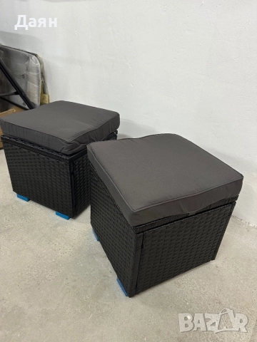 Комплект от 2 ратанови табуретки Yaheetech с място за съхранение , снимка 5 - Градински мебели, декорация  - 52007848