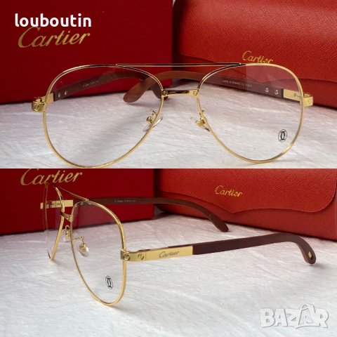 Cartier висок клас мъжки слънчеви очила авиатор с дървени дръжки