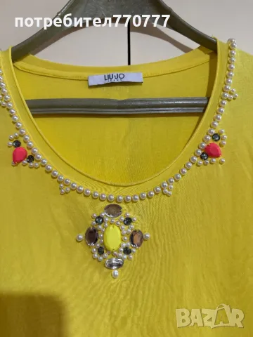 Чисто нова оригинална жълта тениска Liu jo, снимка 2 - Тениски - 49840590
