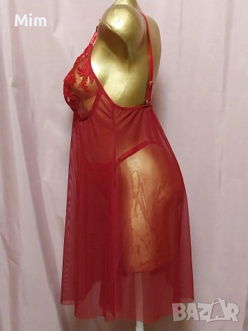 2XL Червена ефирна нощница , снимка 6 - Нощници - 53183777