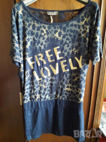 Дамска блуза тип туника с къс ръкав с дантела, снимка 2 - Туники - 30088026