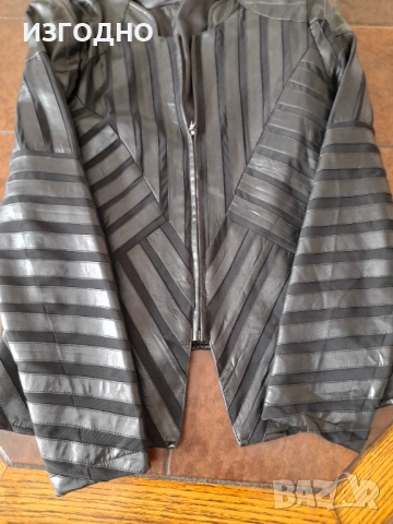 11€ МОДЕРНО КОЖЕНО ЯКЕ ЧЕРНО, снимка 3 - Якета - 53923978