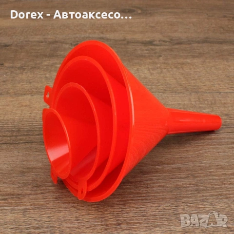 Комплект 4 броя пластмасови фунии - различни размери за течности, снимка 3 - Аксесоари и консумативи - 54078543