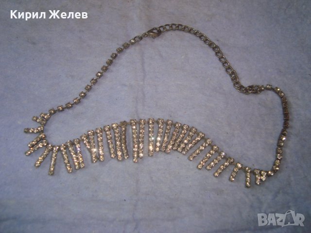 ПОСРЕБРЕНА ВИНТИДЖ АРТ КРИСТАЛНА ОГЪРЛИЦА КОЛИЕ 4374, снимка 4 - Колиета, медальони, синджири - 37072392