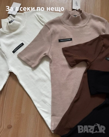 Дамска Блуза С Къс Ръкав Тип Поло Рипс - Налични Различни Цветове Код EN8, снимка 2 - Тениски - 52506465