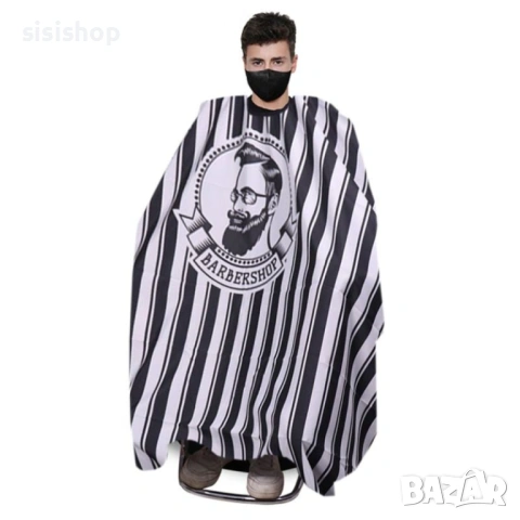 Професионална фризьорска престилка BARBERSHOP – Зелено райе 3772, снимка 5 - Други стоки за дома - 53984449