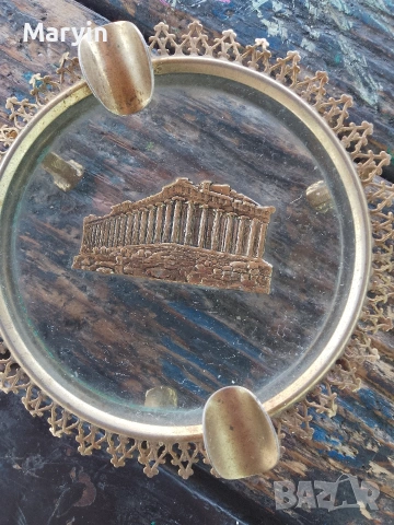 стар ретро пепелник позлатен Гърция , снимка 3 - Антикварни и старинни предмети - 54352089