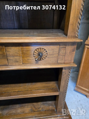 Библиотека в стил Рустик изработена изцяло от масив, снимка 3 - Секции и витрини - 54208210