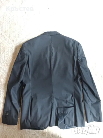 Мъжки костюм Sergio Barone от три части с фино каре в тъмносив цвят, снимка 6 - Костюми - 50074632