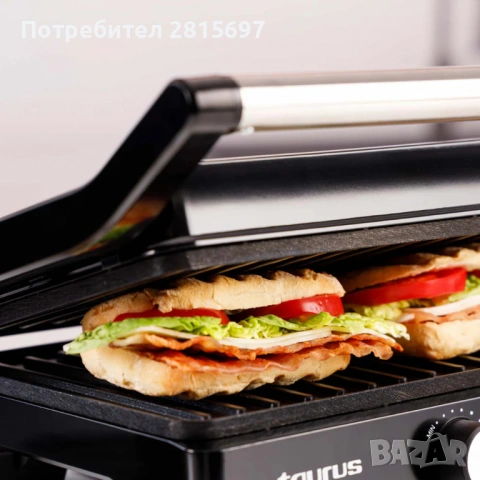 Контактен грил Taurus Grill and Co, 1500W с плаващ капак и регулируем термостат