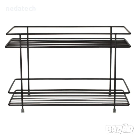 Метална етажерка на две нива, Черен, 32,5x15,5x21,5 см., снимка 2 - Органайзери - 51354251