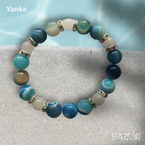 Гривна ръчна изработка - Blue , снимка 6 - Гривни - 51288086