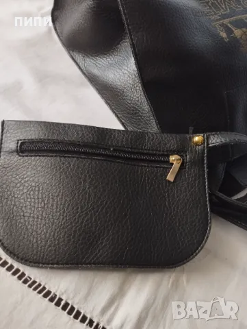 Черна дамска чанта с две дълги дръжки, снимка 6 - Чанти - 47292715