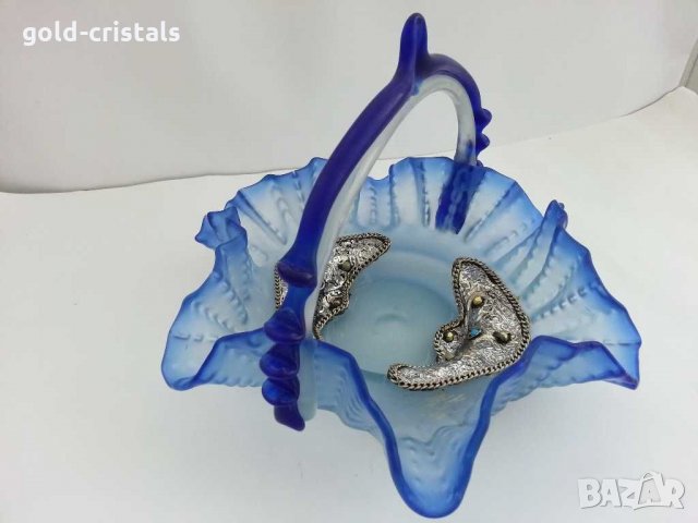 Стъклена купа фруктиера цветно стъкло, снимка 10 - Антикварни и старинни предмети - 29571507