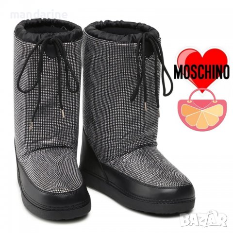 LOVE MOSCHINO № 37/38 & 39/40 🍊 Дамски апрески с декоративни камъни и лого нови с етикети