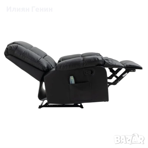 Масажен стол HOMCOM, с регулируема облегалка, 8 вибрационни точки, функция за накланяне, изкуствена , снимка 6 - Столове - 52522554
