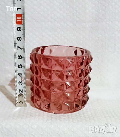 Свещници розово стъкло , снимка 7 - Декорация за дома - 50261078