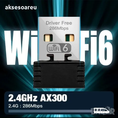 Мини USB Wi-Fi 6 адаптер AX286 WIRELESS Мрежова карта Mini USB wi fi 2.4GHz 802.11AX за интернет, снимка 17 - Мрежови адаптери - 48113408