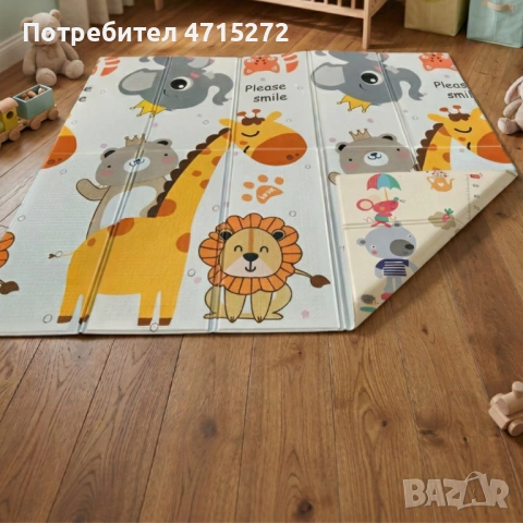 Двулицев образователен детски килим 180 х 200 см - водоустойчив, сгъваем, високакачествена и безопас, снимка 2 - Мебели за детската стая - 53984100