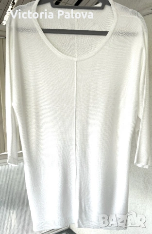 Стилна блуза-пуловер паднало рамо, снимка 2 - Блузи с дълъг ръкав и пуловери - 54259509