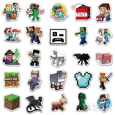 50 бр Minecraft Майнкрафт самозалепващи лепенки стикери за украса декор картонена торта и др парти, снимка 3 - Други - 32115441