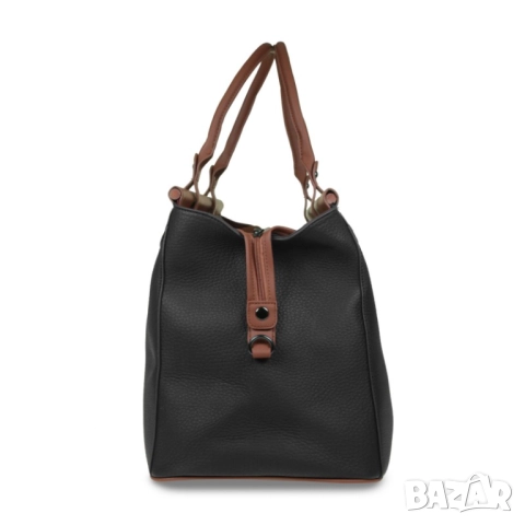 ГОЛЯМА ДАМСКА ЧАНТА ОТ ЕКО КОЖА В ЧЕРНО И КАФЯВО WB002, снимка 4 - Чанти - 51945080