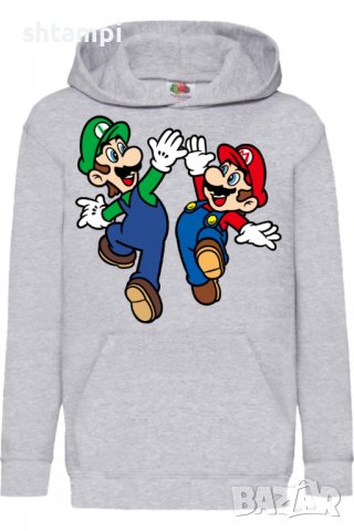 Детски Суитчър/Суитшърт Mario & Luigi High Five,Super Mario,Игра,Подарък,Изненада,Забавление,Рожден , снимка 2 - Детски анцузи и суичери - 38359225