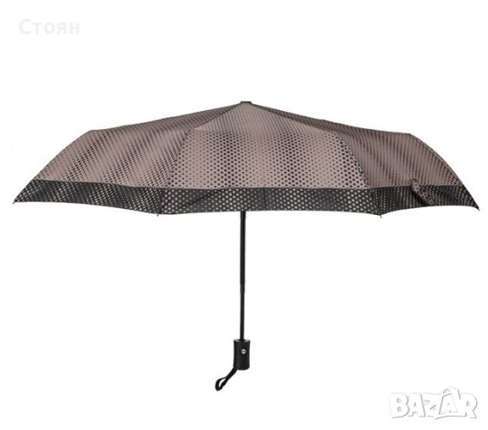 Автоматичен чадър за дъжд, черен на точки, 28 см, снимка 2 - Други - 42876964