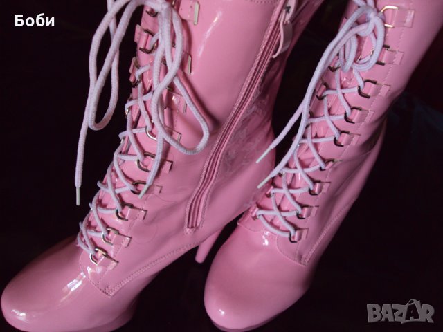 Секси розови ботушки за танци 17см ток, снимка 10 - Дамски ботуши - 29928918