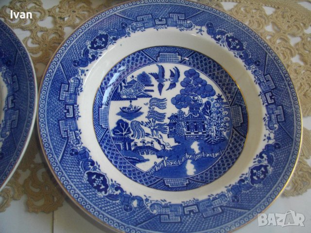 Винтидж Порцелан 1949г-1957г-VICTORIA PORCELAIN WILLOW FENTON-Made in ENGLAND-4 бр.НОВИ Чинии ф230мм, снимка 6 - Чинии - 39895680