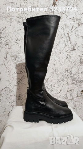 Елегантни Черни Ботуши Tamaris – Над Коляното, снимка 8 - Дамски ботуши - 52732890