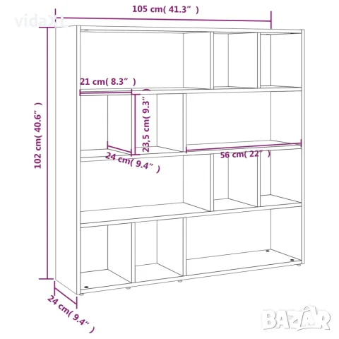 vidaXL Библиотека/разделител за стая, бяла, 105x24x102 см, снимка 8 - Паравани - 56147959
