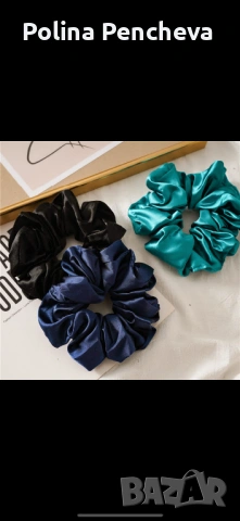 Скрънчита за коса - сатен, снимка 2 - Аксесоари за коса - 53356323