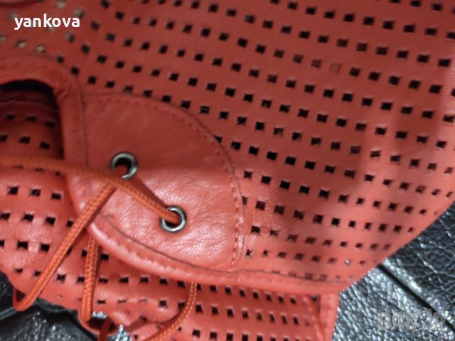 Червени естествена кожа летни ботуши , снимка 7 - Дамски ботуши - 36770499