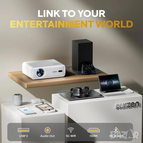 Смарт Проектор с Автофокус, Dolby Audio, HDR10 и Native 1080P, Aurzen EAZZE D1, снимка 8 - Плейъри, домашно кино, прожектори - 53315423