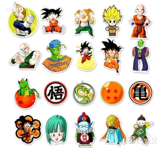 50 бр Dragon Ball драгон бол DragonBall самозалепващи лепенки стикери за украса декор картонена торт, снимка 7 - Други - 44751332