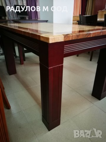 Уникална масивна трапезна маса с мраморен плот, снимка 3 - Маси - 32167895