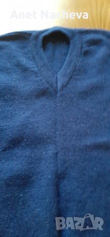 Пуловер детски плетен тъмно син с остро деколте, снимка 2 - Детски пуловери и жилетки - 37948022