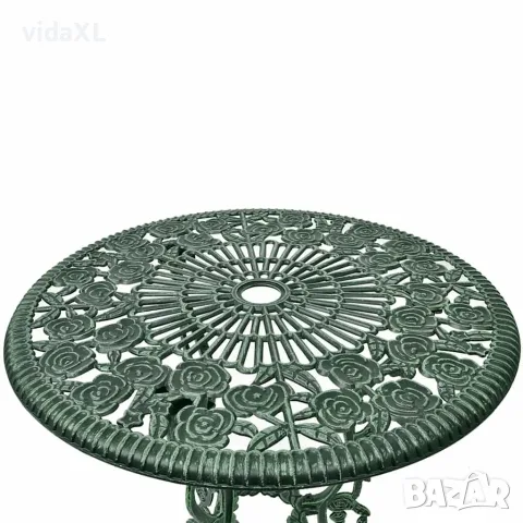 vidaXL Бистро комплект, 3 части, лят алуминий, зелен, снимка 2 - Градински мебели, декорация  - 56147540