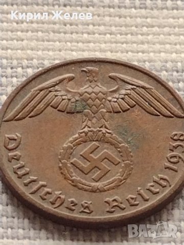 Монета 1 райхсфенинг 1938г. Германия Трети Райх с СХВАСТИКА за КОЛЕКЦИЯ 31575, снимка 7 - Нумизматика и бонистика - 42823566