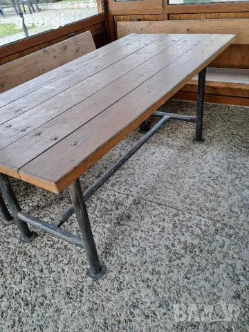 масивна маса с две скамейки, снимка 2 - Маси - 48764018